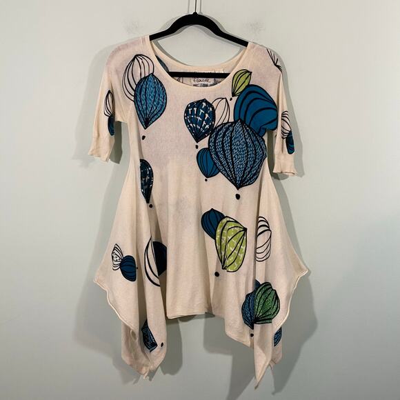 Anthropologie Field & Flowers Hot Air Ballons Asymmetrical Hem Blouse Size S - Picture 1 of 10